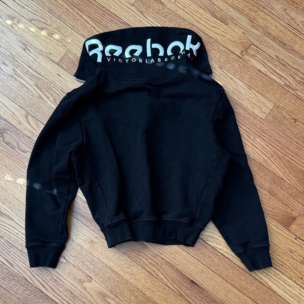Victoria Beckham Black Half-Zip Funnel Neck Sweatshirt